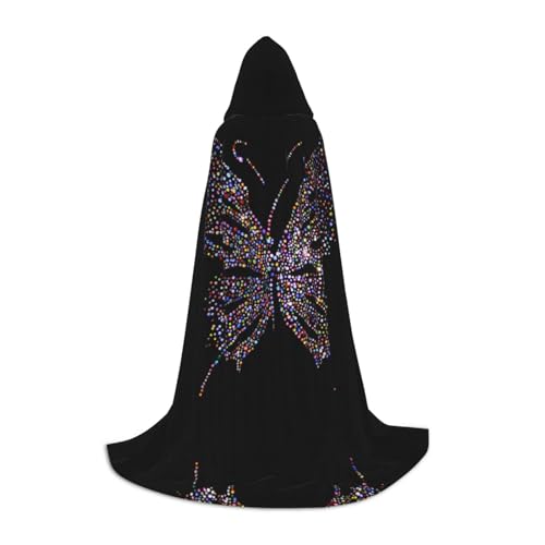 LPWTYCBV Kapuzenumhang mit Strass-Schmetterlings-Aufdruck, für Teenager, bequemer und langlebiger Kostüm-Umhang für Halloween von LPWTYCBV