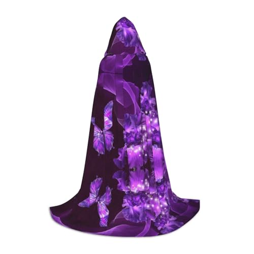 LPWTYCBV Lila Schmetterling Druck Kapuzenumhang für Jugendliche Bequem und Langlebig Kostüm Umhang für Halloween von LPWTYCBV