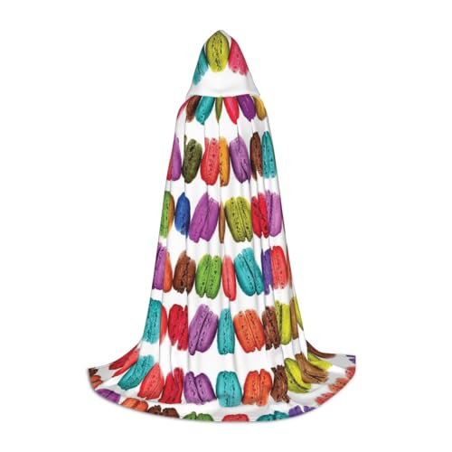 LPWTYCBV Macaron Biscuit Flavored Pastries Print Hooded Cape For Teers Comfortable And Durable Costume Cape For Halloween von LPWTYCBV