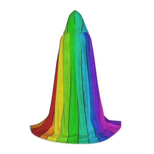 LPWTYCBV Regenbogenfarbener Holzhintergrund mit Kapuze für Teenager, bequemer und langlebiger Kostüm-Umhang für Halloween von LPWTYCBV