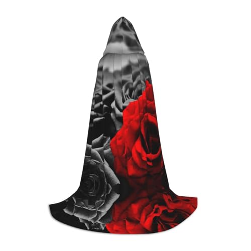 LPWTYCBV Schwarz Weiß und Rot Rosen Druck Kapuzenumhang für Jugendliche Bequem und Langlebig Kostüm Umhang für Halloween LPWTYCBV Schwarz Weiß und Rot Rosen Druck Kapuzenumhang für Jugendliche Bequem und Langlebig Kostüm Umhang für Halloween von LPWTYCBV