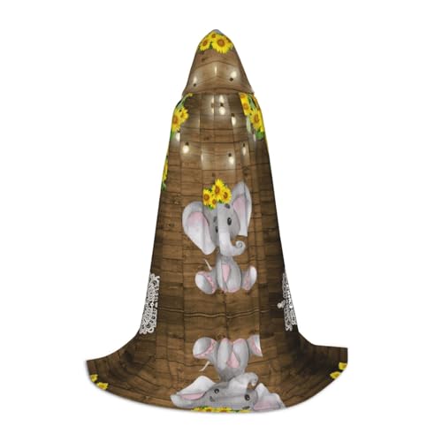 LPWTYCBV Sonnenblumen-Elefanten-Holzboden-Druck, Kapuzenumhang für Teenager, bequemer und langlebiger Kostüm-Umhang für Halloween LPWTYCBV Sonnenblumen-Elefanten-Holzboden-Druck, Kapuzenumhang für Teenager, bequemer und langlebiger Kostüm-Umhang für Halloween von LPWTYCBV