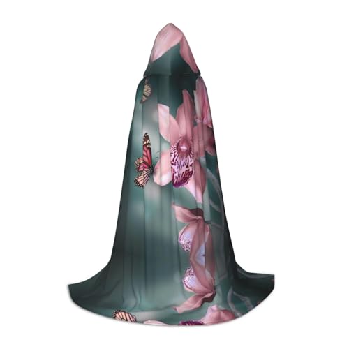 LPWTYCBV Umhang mit Orchidee, Blume, Schmetterling, weich, frühlingshaft, mit Kapuze, für Teenager, bequemer und langlebiger Kostüm-Umhang für Halloween LPWTYCBV Umhang mit Orchidee, Blume, Schmetterling, weich, frühlingshaft, mit Kapuze, für Teenager, bequemer und langlebiger Kostüm-Umhang für Halloween von LPWTYCBV