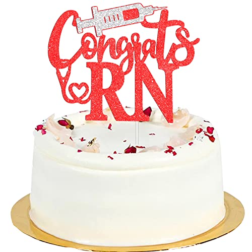 Glitzernde rote Congrats RN 2022 Kuchendekoration – 2022 Krankenschwester-Abschluss-Party-Dekorationen, Zukunfts-RN, Klasse der 2021 Abschlussfeier Party Dekorationen Glitzernde rote Congrats RN 2022 Kuchendekoration – 2022 Krankenschwester-Abschluss-Party-Dekorationen, Zukunfts-RN, Klasse der 2021 Abschlussfeier Party Dekorationen von LQINBIBJ