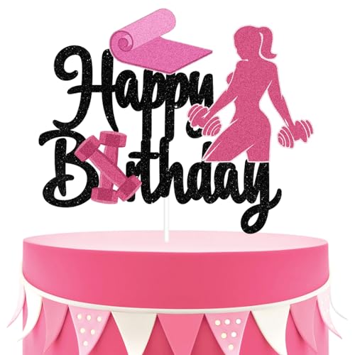 Tortenaufsatz für Frauen im Fitnessstudio – Gewichtheben Geburtstag Kuchenaufsatz – Fitness-Sport-Motto-Party-Dekorationen für Frauen und Frauen, Fitness-Liebhaber Tortenaufsatz für Frauen im Fitnessstudio – Gewichtheben Geburtstag Kuchenaufsatz – Fitness-Sport-Motto-Party-Dekorationen für Frauen und Frauen, Fitness-Liebhaber von LQINBIBJ