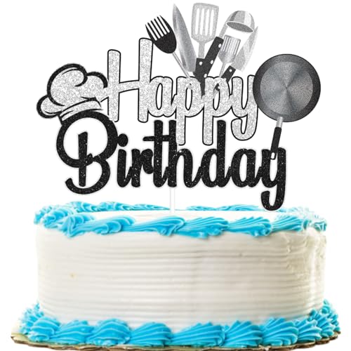 Tortenaufsatz mit Aufschrift "Chef Happy Birthday", Herd-Schild, Geburtstagsparty-Dekoration, Kochthema, Geburtstagsparty-Dekorationen für Jungen, Mädchen, Männer, Frauen Tortenaufsatz mit Aufschrift "Chef Happy Birthday", Herd-Schild, Geburtstagsparty-Dekoration, Kochthema, Geburtstagsparty-Dekorationen für Jungen, Mädchen, Männer, Frauen von LQINBIBJ