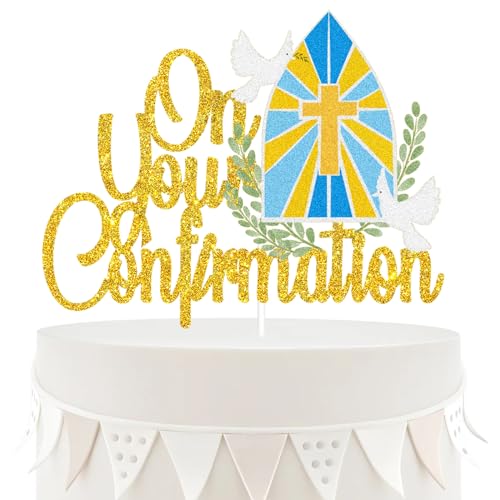 Tortenaufsatz mit Aufschrift "On Your Confirmation", zur Erstkommunion, christliche Taufe, Gott Segen, Kuchendekoration, Hochzeit, Taufe, Babyparty, Kindergeburtstag, Partyzubehör Tortenaufsatz mit Aufschrift "On Your Confirmation", zur Erstkommunion, christliche Taufe, Gott Segen, Kuchendekoration, Hochzeit, Taufe, Babyparty, Kindergeburtstag, Partyzubehör von LQINBIBJ