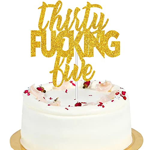 Tortenaufsatz mit Aufschrift "Thirty – Five Glitter Gold Happy Birthday", zum 35. Geburtstag – 35 Jahre alte Jubiläum Tortenaufsatz mit Aufschrift "Thirty – Five Glitter Gold Happy Birthday", zum 35. Geburtstag – 35 Jahre alte Jubiläum von LQINBIBJ
