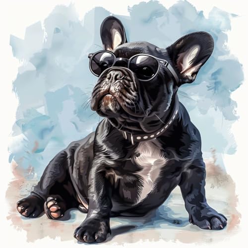 1000-teiliges Papierpuzzle, französisches Bulldoggenbaby mit Brille, für Kinder, Heimdekoration, 50 x 70 cm 1000-teiliges Papierpuzzle, französisches Bulldoggenbaby mit Brille, für Kinder, Heimdekoration, 50 x 70 cm von LQKADBCXT