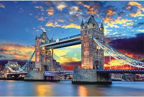 1000-teiliges Puzzle für Erwachsene, Puzzle für Erwachsene, London Tower Bridge-Puzzle, schwierig und herausfordernd, 38 x 52 cm 1000-teiliges Puzzle für Erwachsene, Puzzle für Erwachsene, London Tower Bridge-Puzzle, schwierig und herausfordernd, 38 x 52 cm von LQKADBCXT