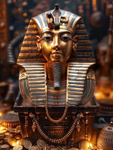 1000-teiliges Puzzle für Erwachsene, ägyptische Kunst, ägyptischer Pharao, Kunstmalerei, Kunst, Raumdekoration, 38 x 26 cm von LQKADBCXT