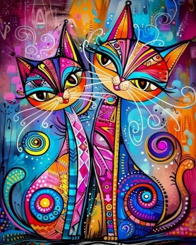 2000-teiliges Papierpuzzle, abstrakte Katze, Basteln, Wohnzimmerdekoration, Geschenk, 70 x 100 cm von LQKADBCXT