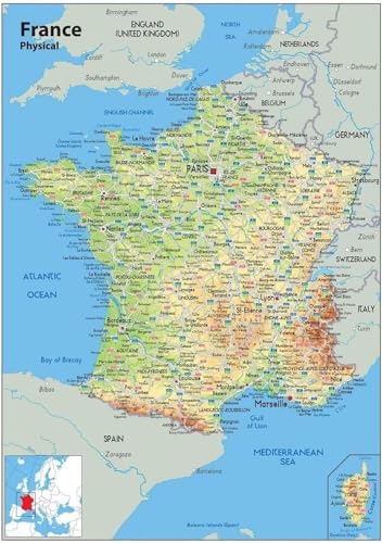 2000-teiliges Puzzle für Erwachsene, Frankreich-Karte, Puzzles für Erwachsene, Lernspiel, Puzzles für Weihnachten und Geburtstag, 70 x 100 cm von LQKADBCXT