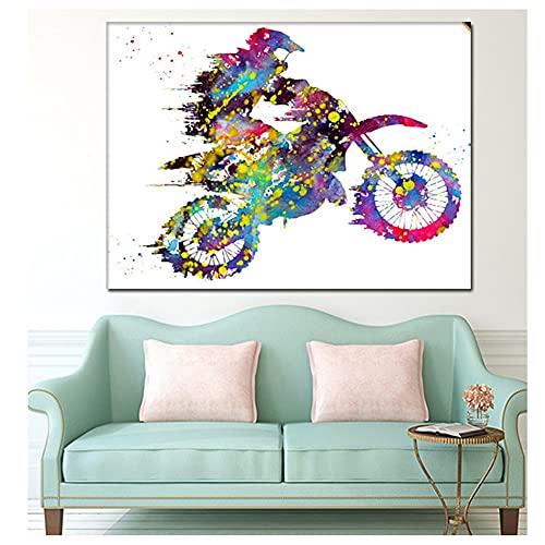 Klassisches 1000-teiliges Puzzle, Motorrad, Farbmalerei, Leinwand, Basteln, Wohnzimmer, Schlafzimmer, Wanddekoration, Geschenk, Dekoration, Geschenk, 52 x 38 cm von LQKADBCXT