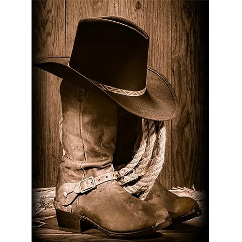 Klassisches 1000-teiliges Puzzle für Kinder, Cowboyhut, Schuhe, Kunstmalerei, Innendekoration, Kunsthandwerk, 52 x 38 cm Klassisches 1000-teiliges Puzzle für Kinder, Cowboyhut, Schuhe, Kunstmalerei, Innendekoration, Kunsthandwerk, 52 x 38 cm von LQKADBCXT