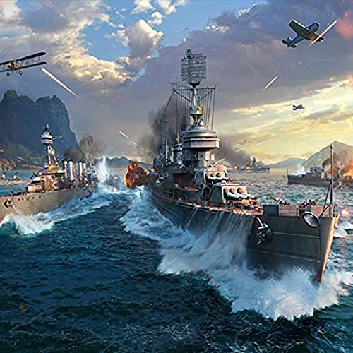 Klassisches 2000-teiliges Puzzle mit Kriegsschiffen und Flugzeugen für die Wanddekoration zu Hause, 70 x 100 cm von LQKADBCXT
