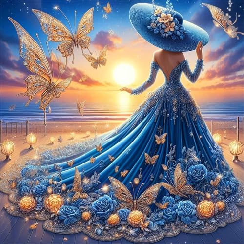Puzzle für Erwachsene, 1000 Teile, Schmetterlingskleid, Mädchen, Sonnenuntergang, Strand, Kunst, Gemälde, Wanddekoration, Geschenk, 50 x 70 cm Puzzle für Erwachsene, 1000 Teile, Schmetterlingskleid, Mädchen, Sonnenuntergang, Strand, Kunst, Gemälde, Wanddekoration, Geschenk, 50 x 70 cm von LQKADBCXT