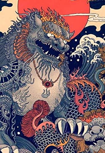 Puzzle für Erwachsene, 1000 Teile, japanische Samurai-Dekoration, Heim-Lernspielzeug, intellektuelles Spiel, Geschenk, 50 x 70 cm von LQKADBCXT