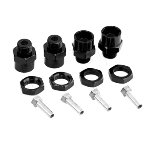 LQNXAVUD 4pcs 12 mm bis 17 mm Rad Hub -Hub -Adapter -Erweiterungsumrechnungsmuttern kompatibel mit 1 10 RC -Auto -Upgrade Kompatibel mit 1 8 Reifen Aluminiumteile(4pcs Black) von LQNXAVUD