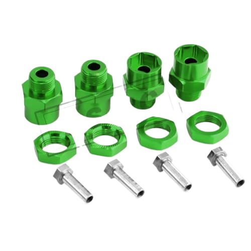 LQNXAVUD 4pcs 12 mm bis 17 mm Rad Hub -Hub -Adapter -Erweiterungsumrechnungsmuttern kompatibel mit 1 10 RC -Auto -Upgrade Kompatibel mit 1 8 Reifen Aluminiumteile(4pcs Green) von LQNXAVUD