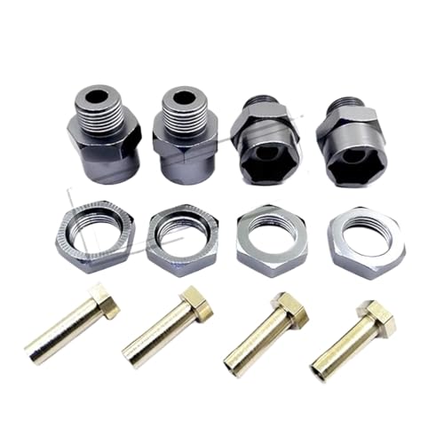 LQNXAVUD 4pcs 12 mm bis 17 mm Rad Hub -Hub -Adapter -Erweiterungsumrechnungsmuttern kompatibel mit 1 10 RC -Auto -Upgrade Kompatibel mit 1 8 Reifen Aluminiumteile(4pcs Grey) von LQNXAVUD