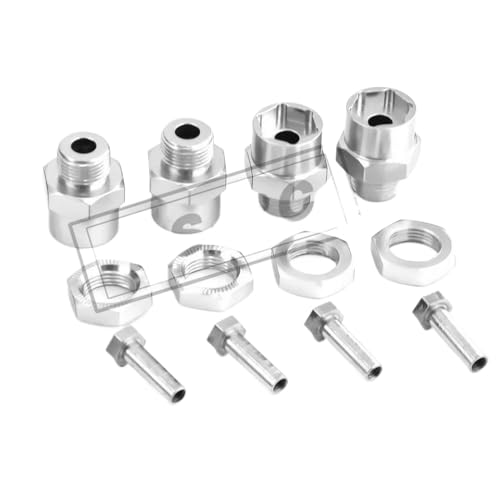 LQNXAVUD 4pcs 12 mm bis 17 mm Rad Hub -Hub -Adapter -Erweiterungsumrechnungsmuttern kompatibel mit 1 10 RC -Auto -Upgrade Kompatibel mit 1 8 Reifen Aluminiumteile(4pcs Silvery) von LQNXAVUD