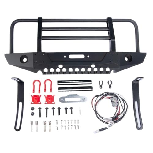 LQNXAVUD Black Metall vorderen Stoßfänger mit Lichtern Schlepptau -Upgrade Teile kompatibel mit 1 10 -Skala TRX 4 RC Crawler Car(Front) von LQNXAVUD