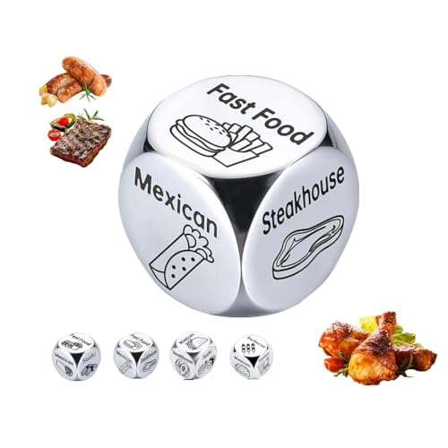 Edelstahl-Lebensmittel-Entscheidungswürfel, lustige Gag-Geschenke, Lebensmittel-Würfel, Spiel, Lebensmittelentscheidungswürfel für Paare, lustige Geschenke für Sie und Ihn, Freund, Freundin, Ehemann von LQQDREX