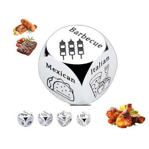 Edelstahl-Lebensmittel-Entscheidungswürfel, lustige Gag-Geschenke, Lebensmittel-Würfel, Spiel, Lebensmittelentscheidungswürfel für Paare, lustige Geschenke für Sie und Ihn, Freund, Freundin, Ehemann von LQQDREX