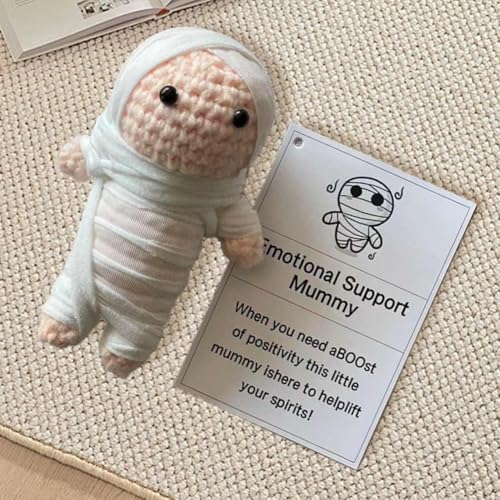 LQQDREX Emotionale Unterstützung Mama, lustige positive Mama-Puppe, Häkelpuppe, niedlich, Wolle, lustig, gestrickt, positive Mama-mein D-oll Geschenke für Mutter, Vater, Freund, Häkelpuppe für von LQQDREX
