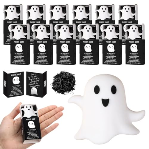LQQDREX Halloween-Geister-Geschenke, Geist, Mini-Geister-Figuren mit Box, Halloween-Geister-Stress-Spielzeug mit Unterstützung, Geschenkboxen, für Mitarbeiter, Kollegen, Freunde, Büro, inspirierende von LQQDREX