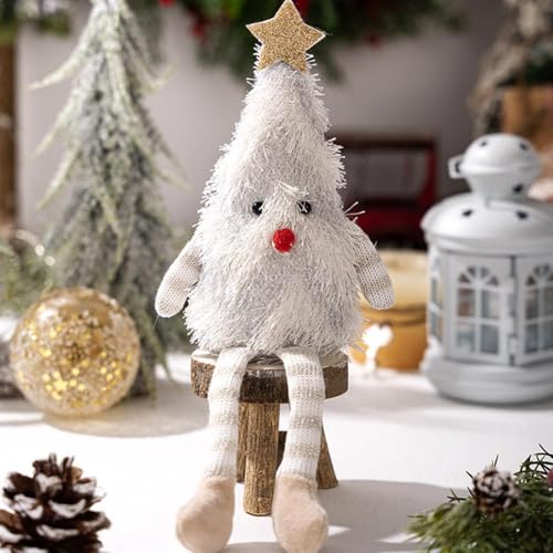 Weihnachtsbaumförmige niedliche Plüschpuppe, Weihnachtsdekoration, lange Beine, Weihnachtsbaumpuppe, Plüschornamente für Weihnachten, Urlaub, Heimdekoration, Hotelmall, Fensterdekoration von LQQDREX