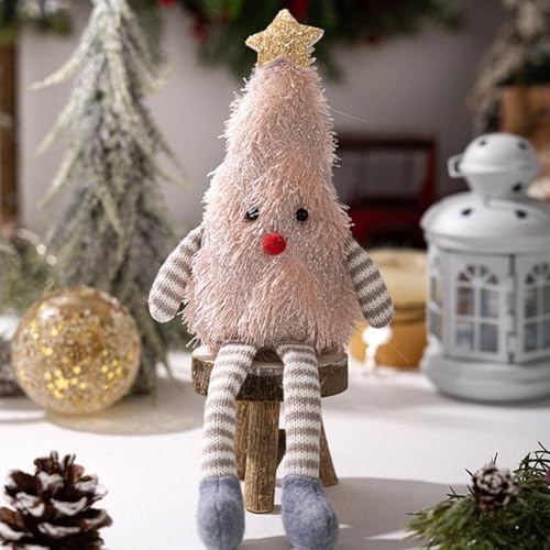 Weihnachtsbaumförmige niedliche Plüschpuppe, Weihnachtsdekoration, lange Beine, Weihnachtsbaumpuppe, Plüschornamente für Weihnachten, Urlaub, Heimdekoration, Hotelmall, Fensterdekoration von LQQDREX