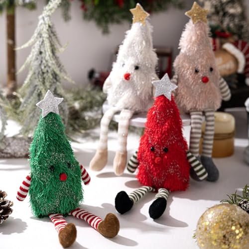 Weihnachtsbaumförmige niedliche Plüschpuppe, Weihnachtsdekoration, lange Beine, Weihnachtsbaumpuppe, Plüschornamente für Weihnachten, Urlaub, Heimdekoration, Hotelmall, Fensterdekoration von LQQDREX