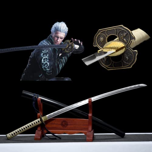 LQSMX sword Devil May Cry 5 Vergil Anime Cosplay Schwert Krieger Yamato Schwert/Dante's Rebellion, 41in Katana Schwert Real, Hand Forged,1045 Stahl LQSMX sword Devil May Cry 5 Vergil Anime Cosplay Schwert Krieger Yamato Schwert/Dante's Rebellion, 41in Katana Schwert Real, Hand Forged,1045 Stahl von LQSMX sword