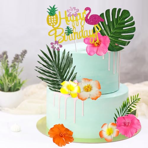 10 Stück Sommerliche Kuchendekoration,Happy Birthday Tortendeko,Flamingo Tortendeko,Torten Deko Blumen Hawaii Party Deko 10 Stück Sommerliche Kuchendekoration,Happy Birthday Tortendeko,Flamingo Tortendeko,Torten Deko Blumen Hawaii Party Deko von LQTSLFM