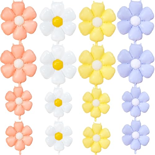 Folienballon Gänseblümchen, 16 Stück Bunt Blume Luftballon, Gänseblümchen Ballons Geburtstag Mädchen, Boho Luftballons Blumen Pastellfarben für Geburtstags Party Hochzeit Dekorieren von LQTSLFM