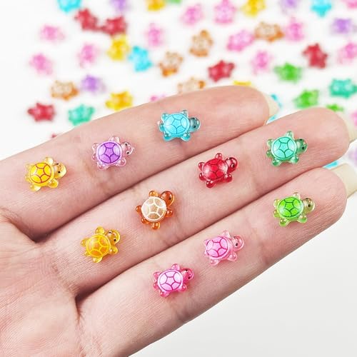 100 Stück Mini-Schildkröte Leuchtend, Tiny Resin Animals Niedlich Mini Harz Figuren, Interessant Kleine Schildkröten Figuren für DIY Kunsthandwerk, Puppenhaus Garten, Miniatur Landschafts Dekoration von LQTSLFM