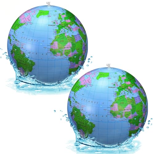 Weltkugel Aufblasbar,4 Stück Wasserball Aufblasbar,Wasserball Weltkugel für Strand Spielen Oder Lehre, Geburtstagsfeiern，Wissenschaft Geographie Bildung (Farbe C) von LQTSLFM