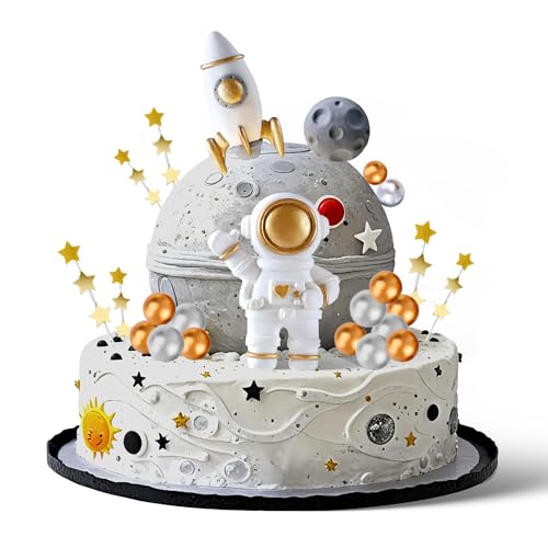 Weltraum Tortendeko, 29 Stück Cake Topper Weltraum Kndergeburtstag, Gold Silber Kuchendeko Kugeln, Astronaut Rakete Planet Kuchen Deko für Mottopartys, Jubiläen Weltraum Tortendeko, 29 Stück Cake Topper Weltraum Kndergeburtstag, Gold Silber Kuchendeko Kugeln, Astronaut Rakete Planet Kuchen Deko für Mottopartys, Jubiläen von LQTSLFM
