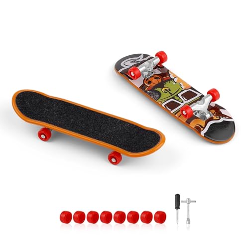 Fingerskateboard, 2 Stück Finger Skateboard mit Mattierter Oberfläche, Mini Fingerboard mit Zufälligen Mustern, Anspruchsvolles Design, für als Kleines Geschenk für Teenager 0XBIT von LRREU