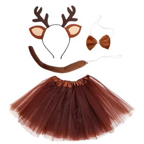 LRXIYODE 1satz Reindeer Kostümset Mit Tierohren Stirnband Tutu Rock Schleife Und Für Tier-mottoparty Karneval Halloween Und Bühnenaufführungen Teiliges Für Mädchen von LRXIYODE