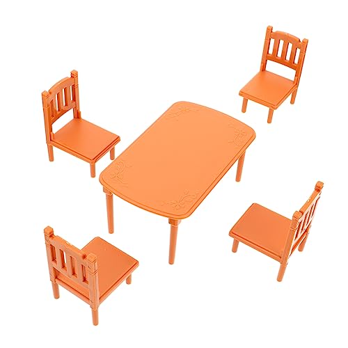 LRXIYODE 1 Satz Esstisch Kindermöbel Puppenhaustisch Mini-Tisch Esszimmerstuhl Mini-Stuhl Spielhausmöbel Khaki Plastik von LRXIYODE