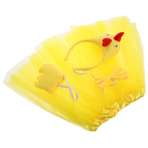 LRXIYODE 1 Satz Hahn-Anziehset Cosplay-Outfit Küken-Kostüm-Performance-Requisite Hühnchen-Tutu-Rock Tutu für kleine Mädchen Kinderkleider Hühnerstirnband Tierkostüme für Tuch Yellow von LRXIYODE
