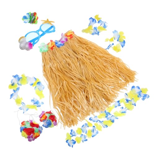 LRXIYODE 1 Satz Hawaiian Party Dekorationsset Teiliges Kostümzubehör mit Grasrock Blumenkranz und Sonnenbrille für Luau und Strandpartys für Geburtstagsfeiern und Festliche Anlässe von LRXIYODE