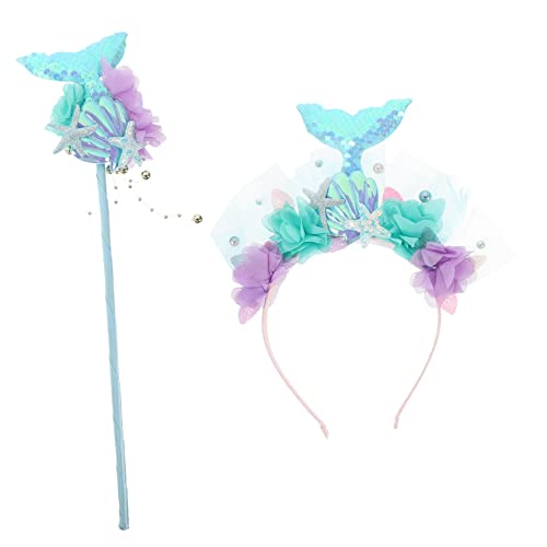 LRXIYODE 1 Satz Meerjungfrau Kostümset mit Haarreif und Zauberstab Dekoratives Cosplay Zubehör für Kostümpartys und Festivals Bezaubernde Accessoires für Unvergessliche von LRXIYODE