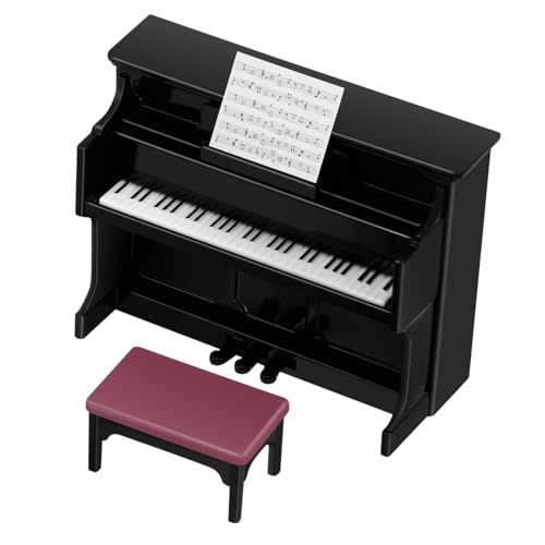 LRXIYODE 1 Satz Miniatur Klavier mit Hocker Puppenhaus Zubehör für Kreative Szenen Handgefertigt und Detailreich für Miniatur Dekoration und DIY Projekte von LRXIYODE