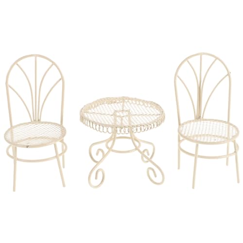 LRXIYODE 1 Satz Miniaturmöbel Set für Puppenhaus Elegantes Tisch und Stuhlset für Fotografie Einfache Stilvolle Desktop Dekoration für Kreative Szenen und Gartenornamente von LRXIYODE