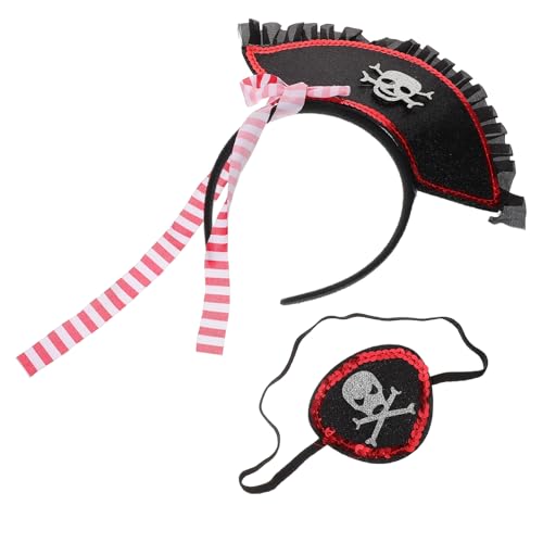 LRXIYODE 1 Satz Piraten Kostüm Set für Halloween mit Haarband und Augenmaske Lustige Piratenaccessoires für Erwachsene Cosplay Zubehör für Themenpartys von LRXIYODE