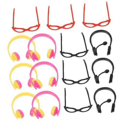 LRXIYODE 1 Satz Puppen puppenzubehör Set Puppenohrhörer Set Robustes Puppenzubehör Puppenkleidung Set schnapsgläser Headset Brille anziehen dekorativer Mini-Kopfhörer Plastik von LRXIYODE